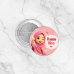 Pin Bros Motivasi Aesthetic | Pin Button Pink Hijab Girl Cute untuk Tas & Jaket